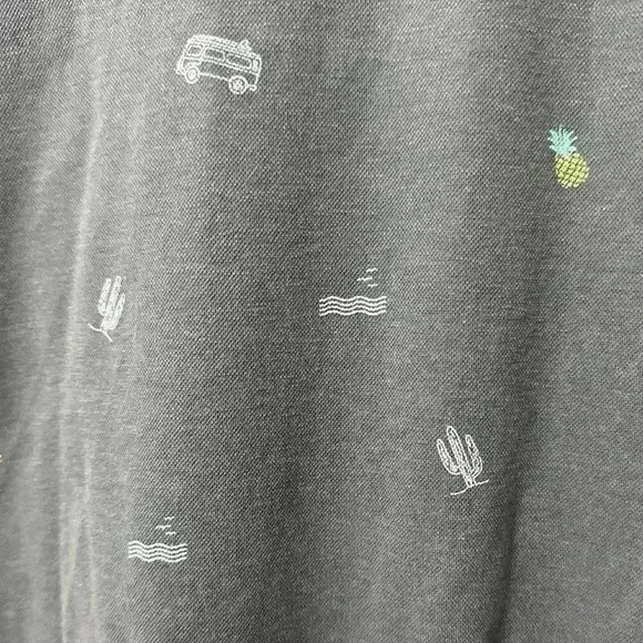 Men’s Travis Mathew Happy Thoughts Blue Golf Polo Pineapple Cactus Size Small - Picture 5 of 5